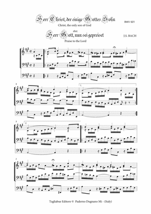 Book cover for BACH J.S. - BWV 601 - HERR CHRIST, DER EIN'GE GOTTES SOHN - For Organ 3 staff