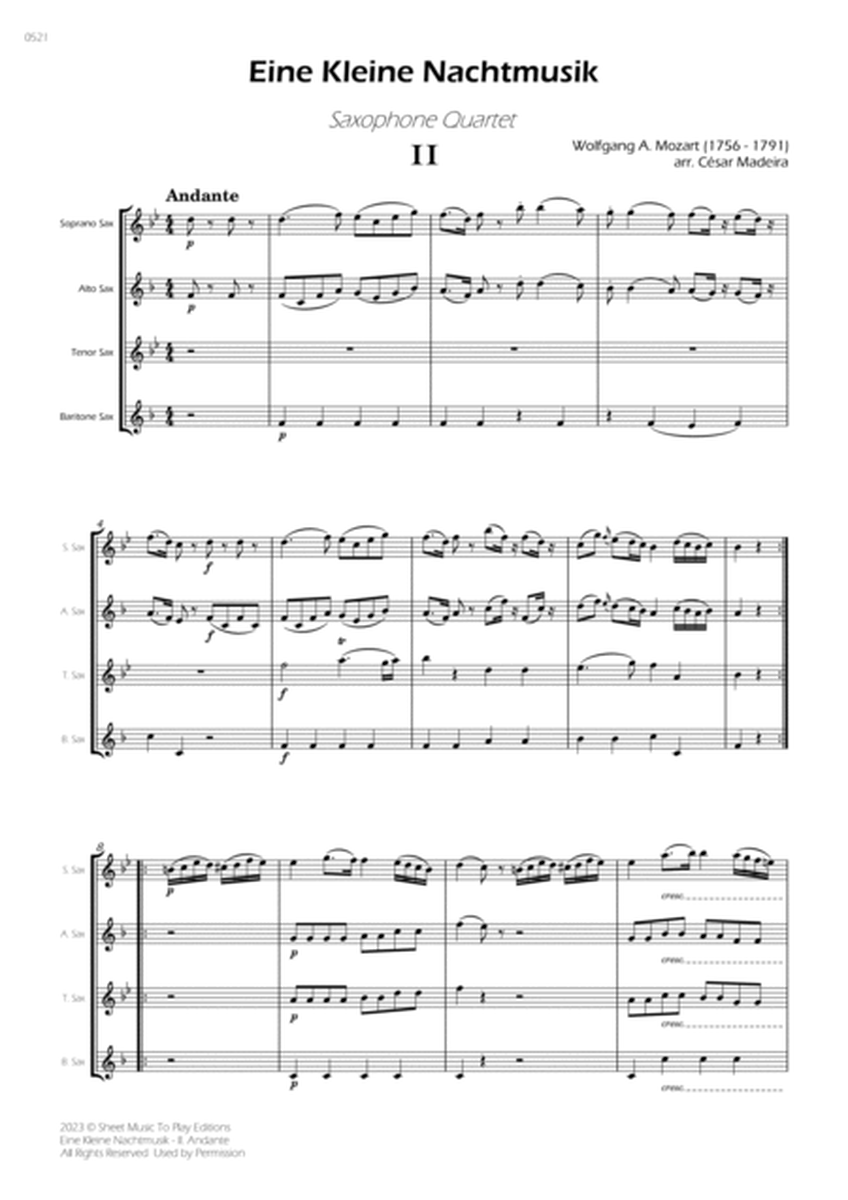 Eine Kleine Nachtmusik (2 mov.) - Saxophone Quartet (Full Score and Parts) image number null