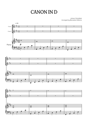 Pachelbel Canon in D • flute duet sheet music w/ piano accompaniment
