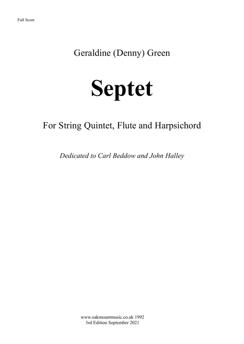 Septet For String Quintet, Flute And Harpsichord (In five movements) image number null