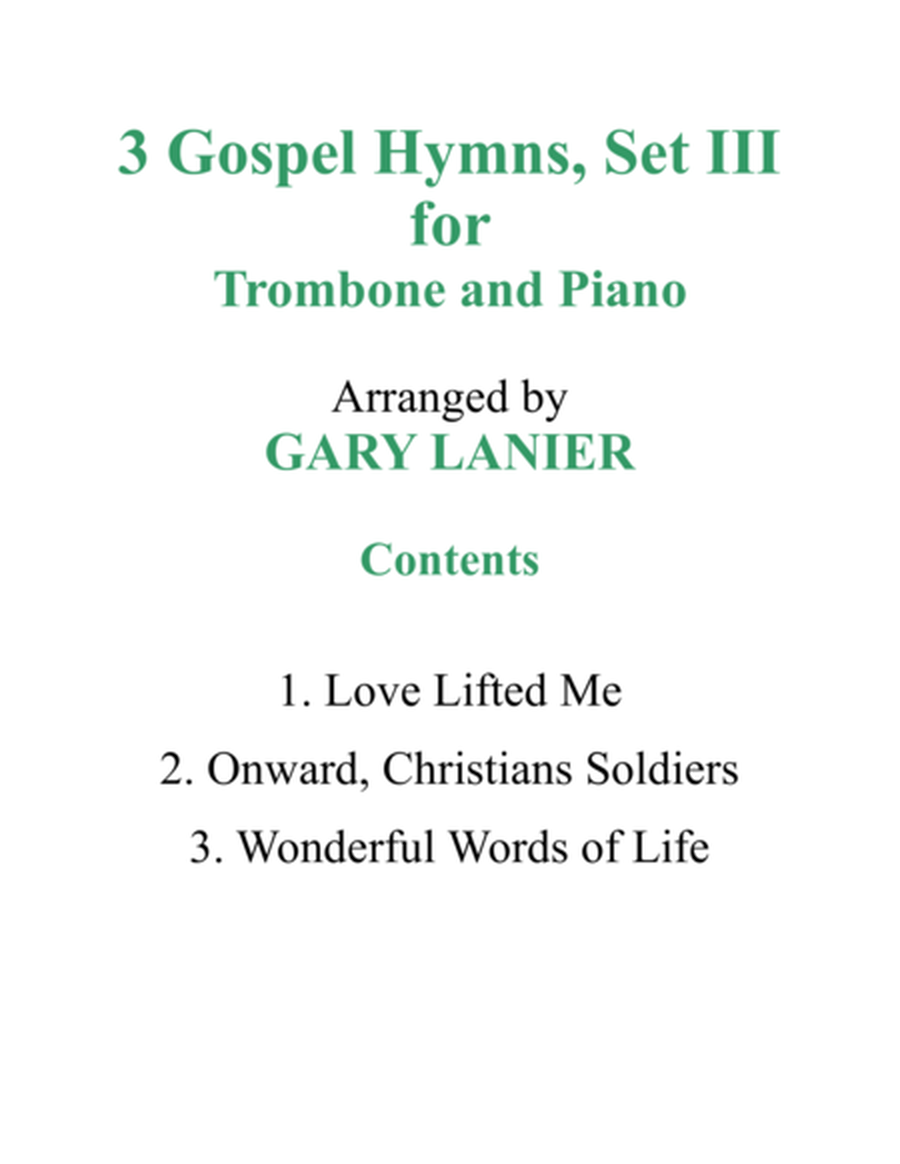 Gary Lanier: 3 GOSPEL HYMNS, SET III (Duets for Trombone & Piano) image number null