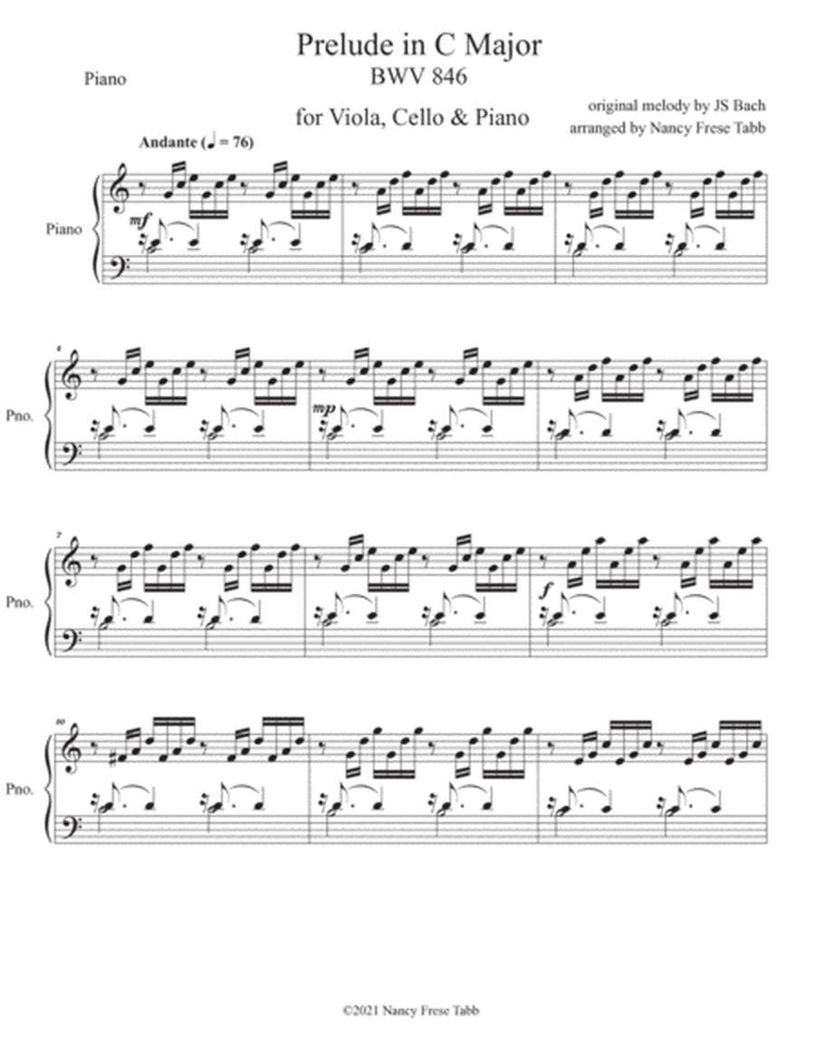 Bach Prelude in C Major (BWV 846) arranged for Viola, Cello and Piano
