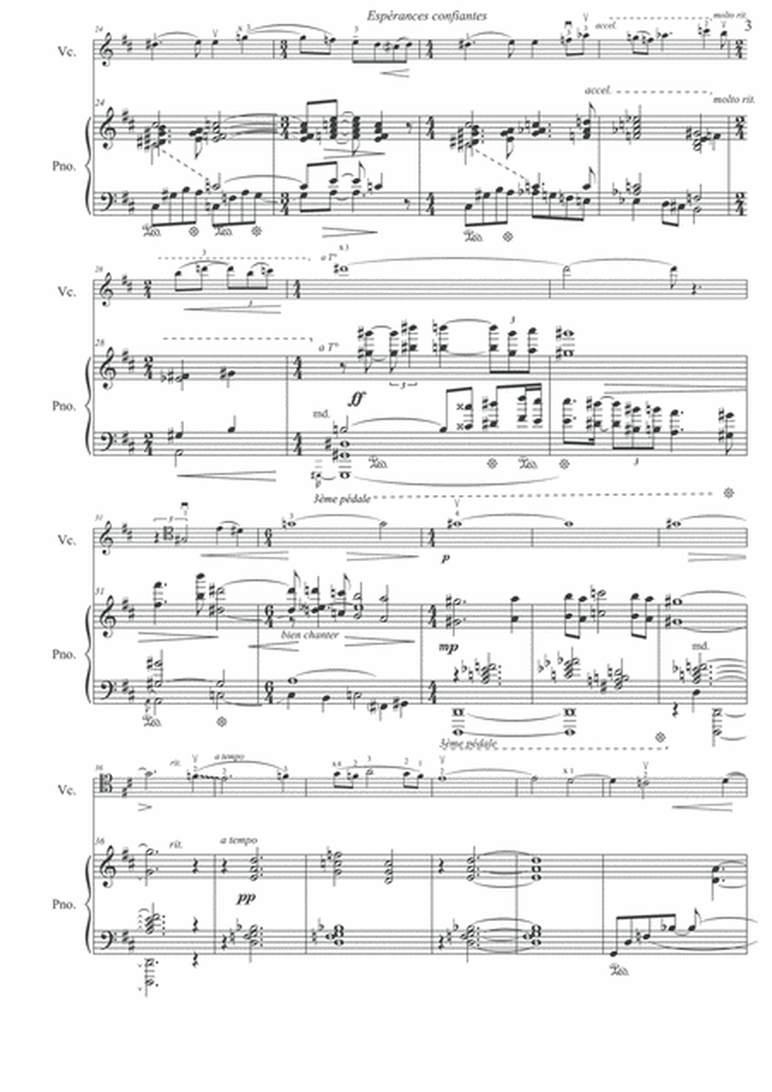 Espérances confiantes --- for cello and piano --- JCM 2013