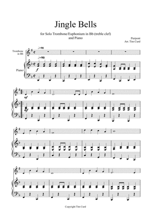 Book cover for Jingle Bells for Solo Trombone/Euphonium (treble clef) in Bb and Piano