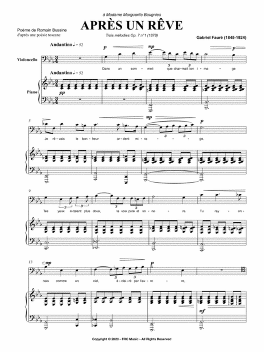 Après un rêve (for Violoncello and Piano) as played by YO YO MA image number null