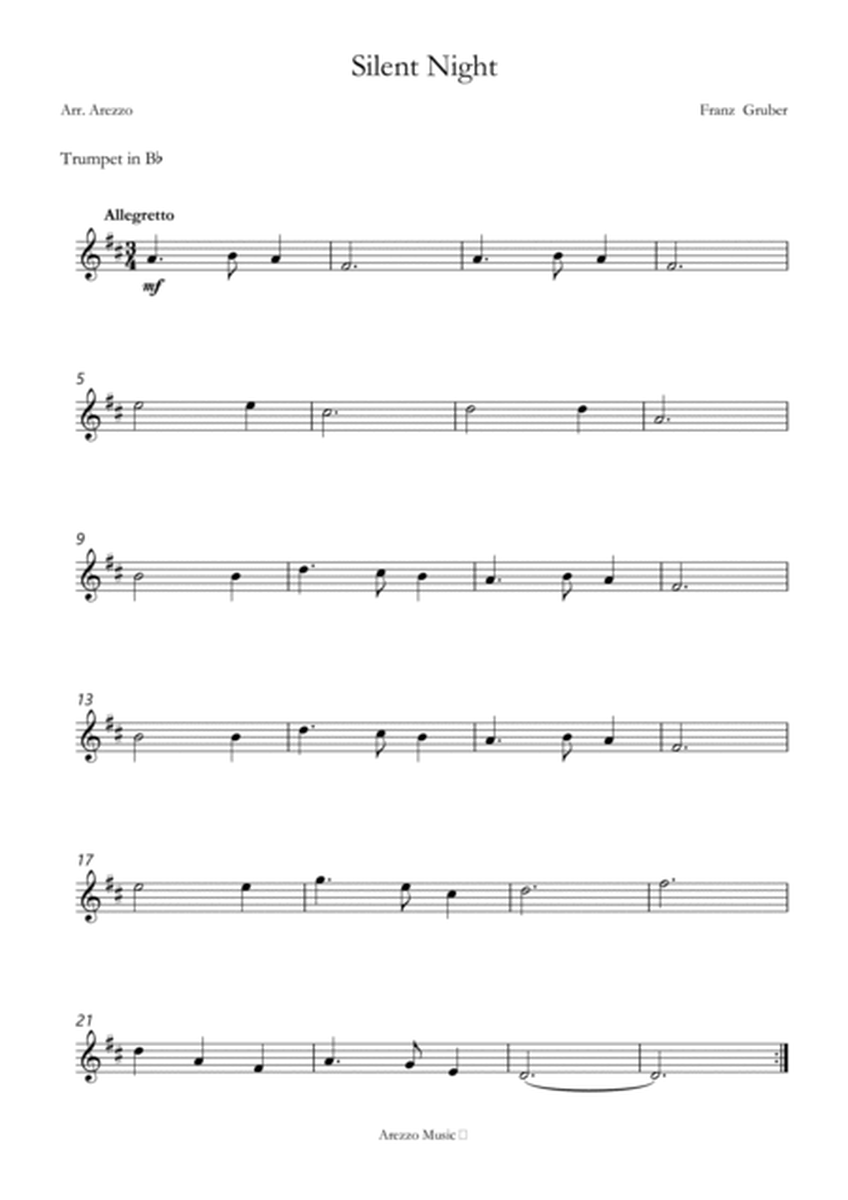 Silent Night carol for beginners sheet music for trumpet and Bassoon image number null
