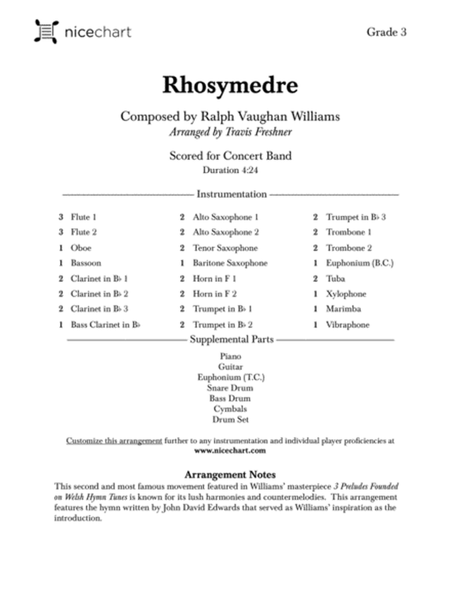 Rhosymedre (Score & Parts) image number null
