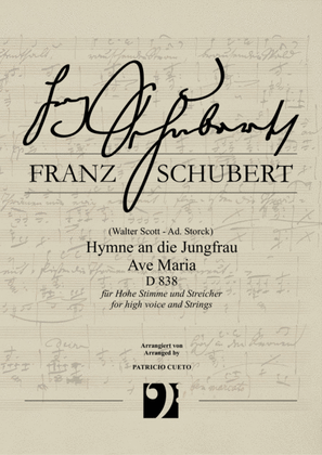 Book cover for Ave Maria (Hymne an die Jungfrau) D839 (Franz Schubert) - arranged for High voice and Strings