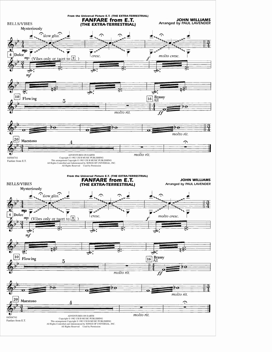 Fanfare from E.T. (The Extra-Terrestrial) - Bells/Vibes