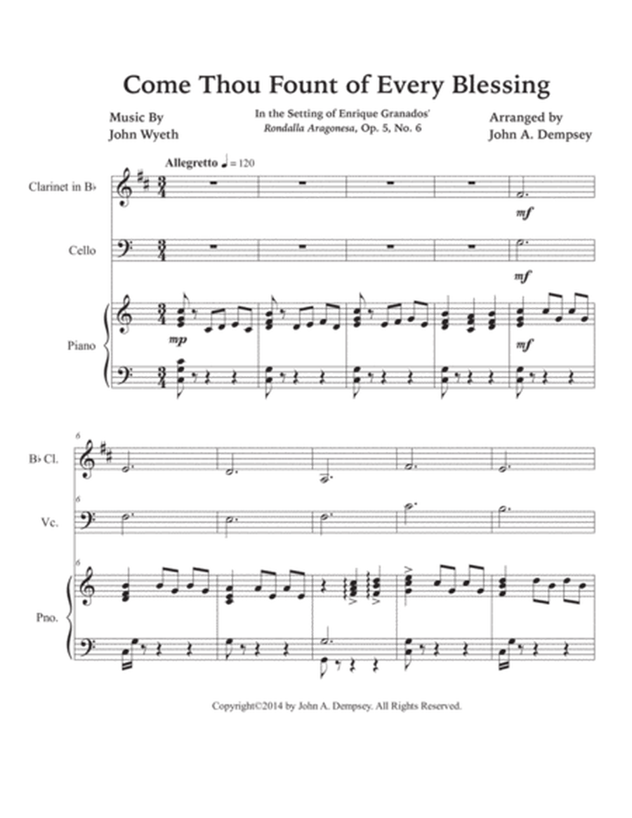 Come Thou Fount of Every Blessing (Trio for Clarinet, Cello and Piano) image number null