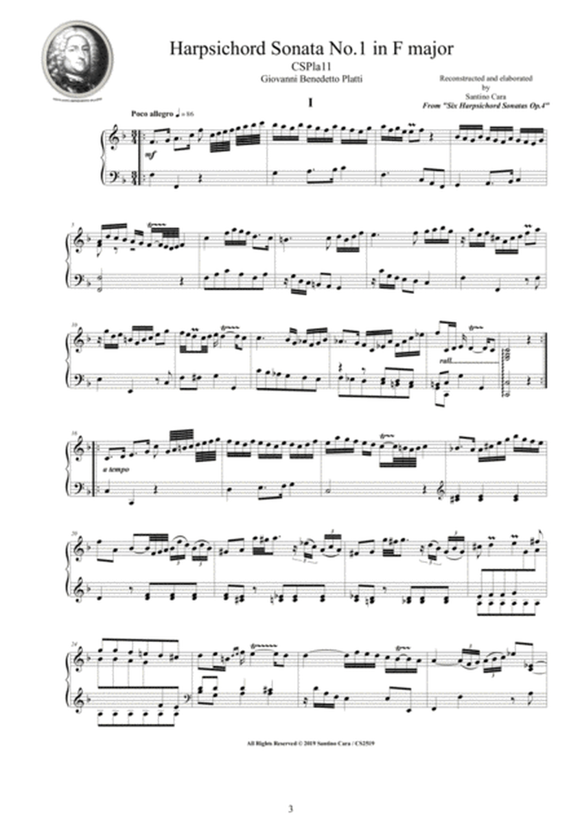 Platti - Six harpsichord (or Piano) Sonatas Op.4 (Book 2) - CSPla16