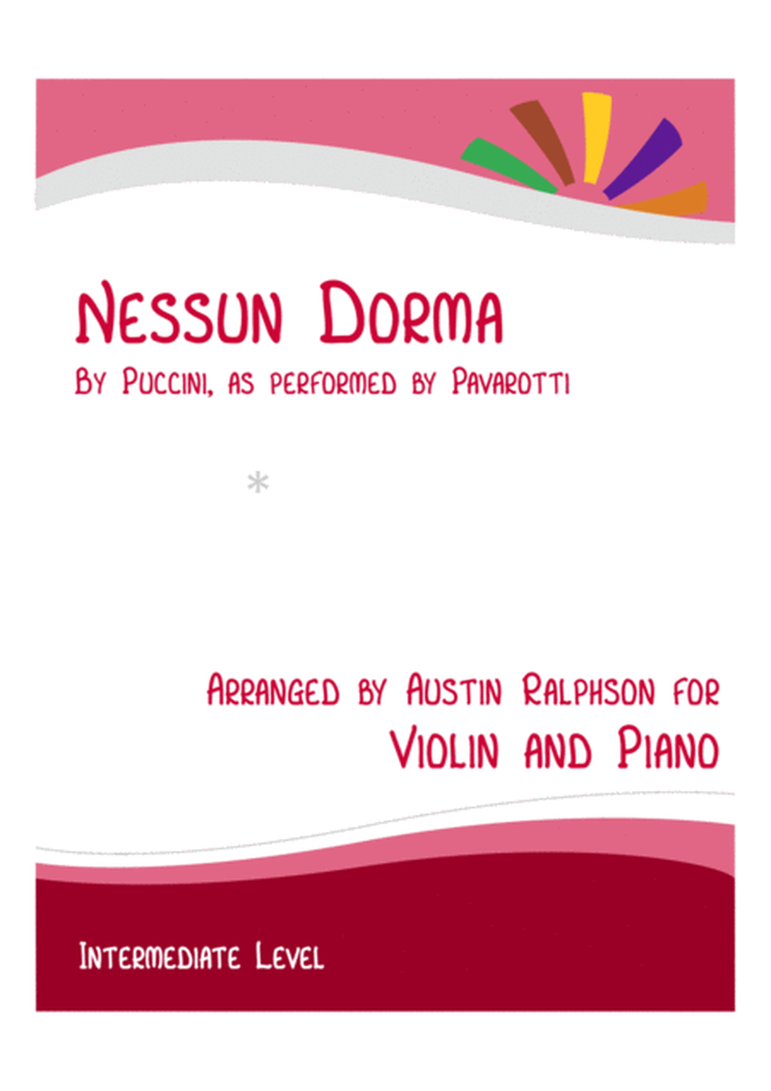 Nessun Dorma - violin and piano with FREE BACKING TRACK to play along image number null