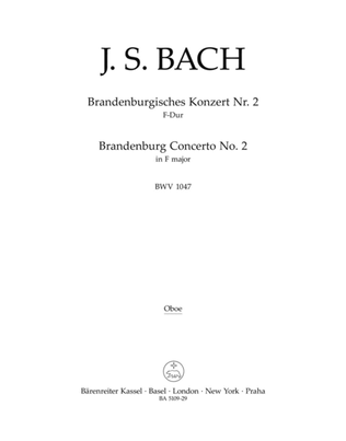 Book cover for Brandenburg Concerto, No. 2, No. 2 F major, BWV 1047