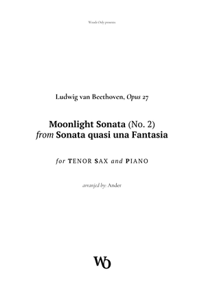 Book cover for Moonlight Sonata by Beethoven for Tenor Sax