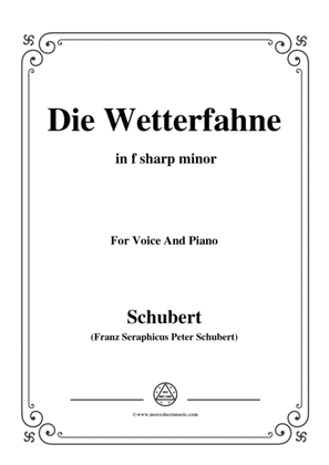 Book cover for Schubert-Die Wetterfahne,in f sharp minor,Op.89,No.2,for Voice and Piano
