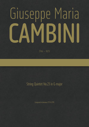 Book cover for Cambini - String Quintet No.23 in G major