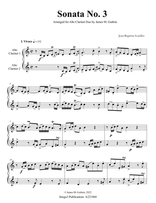 Book cover for Loeillet: Sonata No. 3 for Alto Clarinet Duo