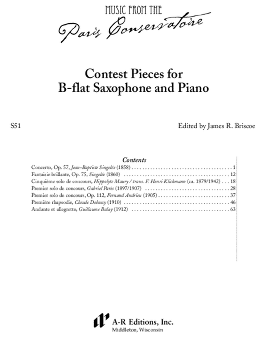 Contest Pieces for B-flat Saxophone and Piano