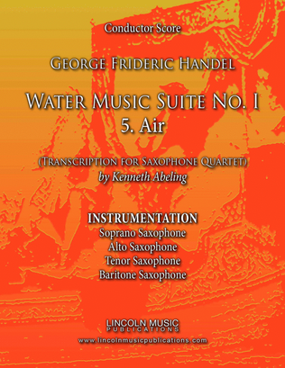 Book cover for Handel - Water Music Suite No. 1 - 5. Air (for Saxophone Quartet SATB)