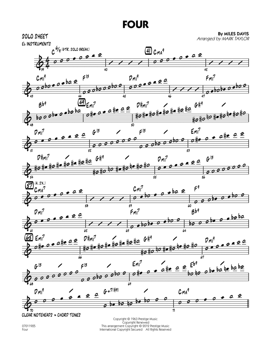 Four - Eb Solo Sheet