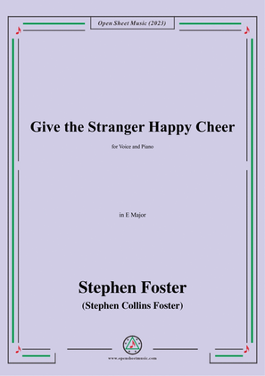 Book cover for S. Foster-Give the Stranger Happy Cheer,in E Major