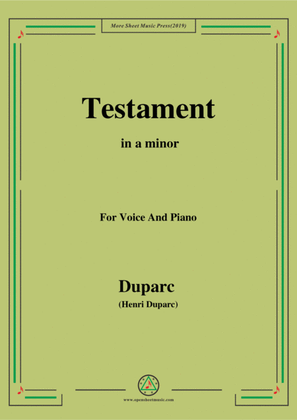 Book cover for Duparc-Testament in a minor