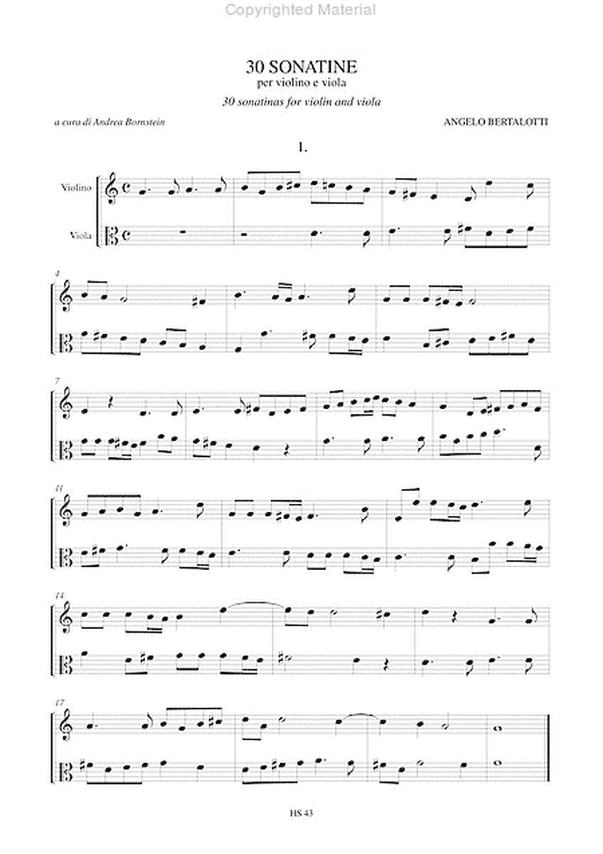 30 Sonatinas (Bologna 1744) for Violin and Viola