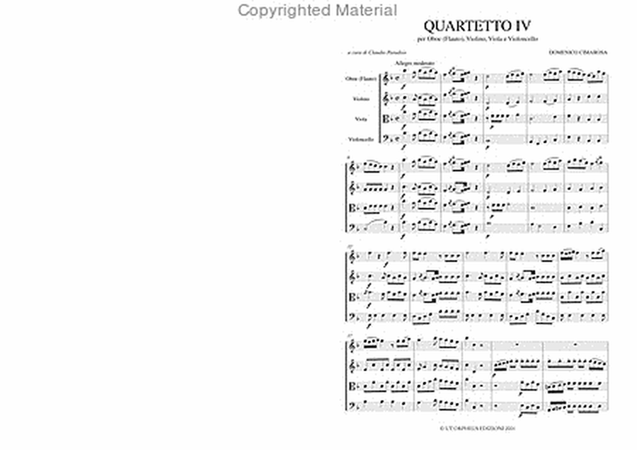 Quartet No. 4 in F Major for Oboe (Flute), Violin, Viola and Violoncello