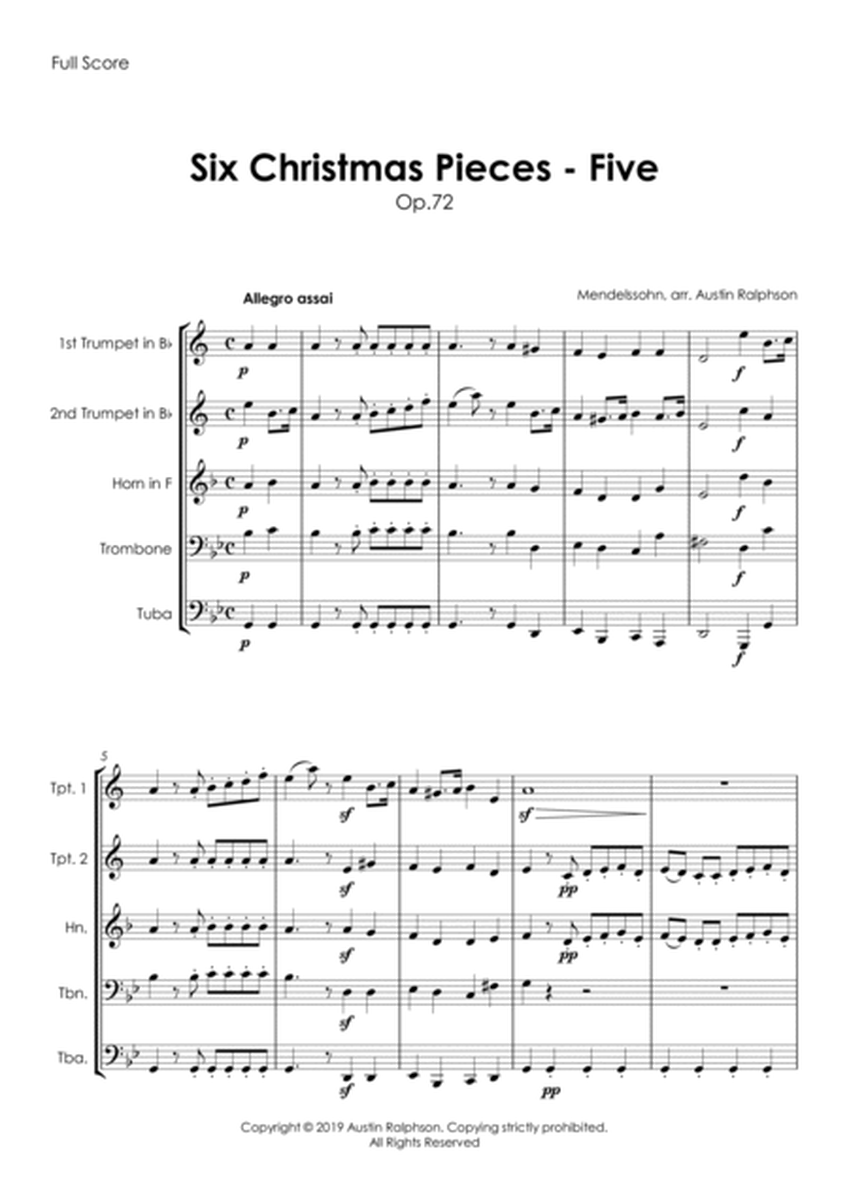 Six Christmas Pieces (Sechs Kinderstücke für das Pianoforte) Op.72: Number 5 of 6 - brass quintet image number null