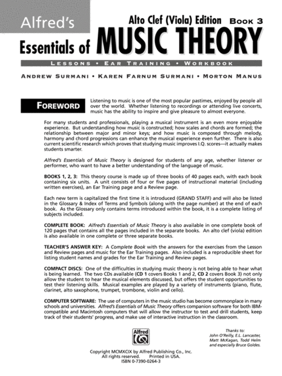 Alfred's Essentials of Music Theory, Book 3