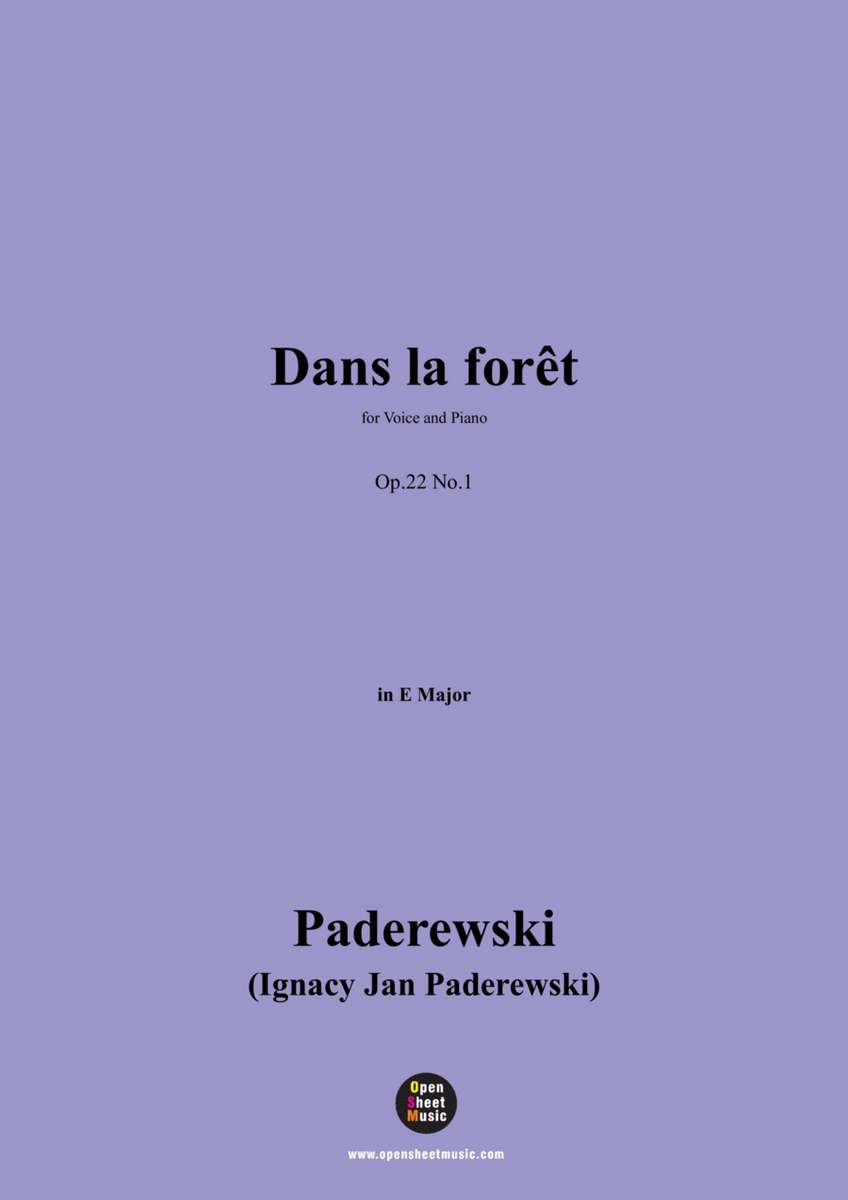 Paderewski-Dans la forêt(1904),Op.22 No.1,in E Major