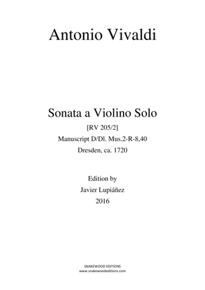 Book cover for Vivaldi – Sonata for violin and continuo in A Major RV 205/2