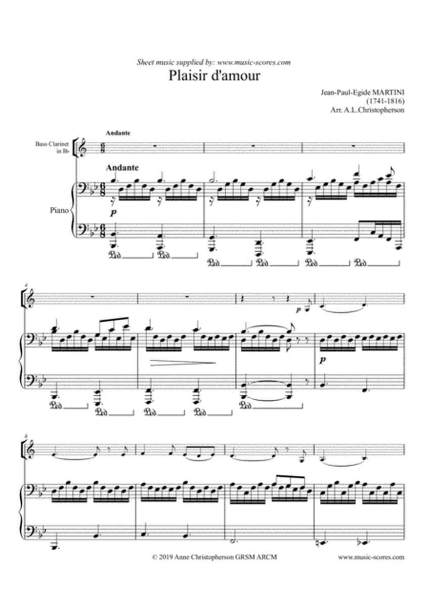 Plaisir d'Amour - Bass Clarinet and Piano image number null
