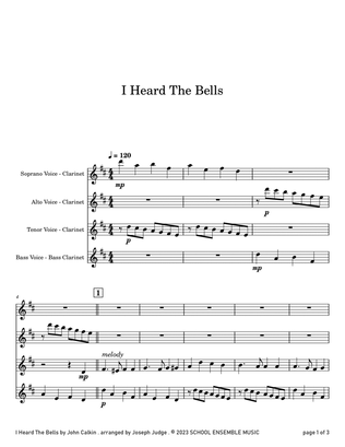 Book cover for I Heard The Bells for Clarinet Quartet in Schools