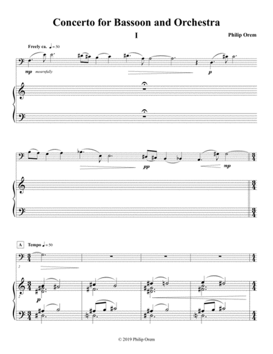 Concerto for Bassoon and Orchestra - piano score and part