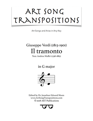 Book cover for VERDI: Il tramonto (transposed to G major)