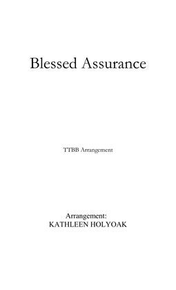Book cover for Blessed Assurance for TTBB men's choir