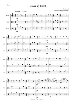 Coventry Carol for string trio (violin, viola, cello)