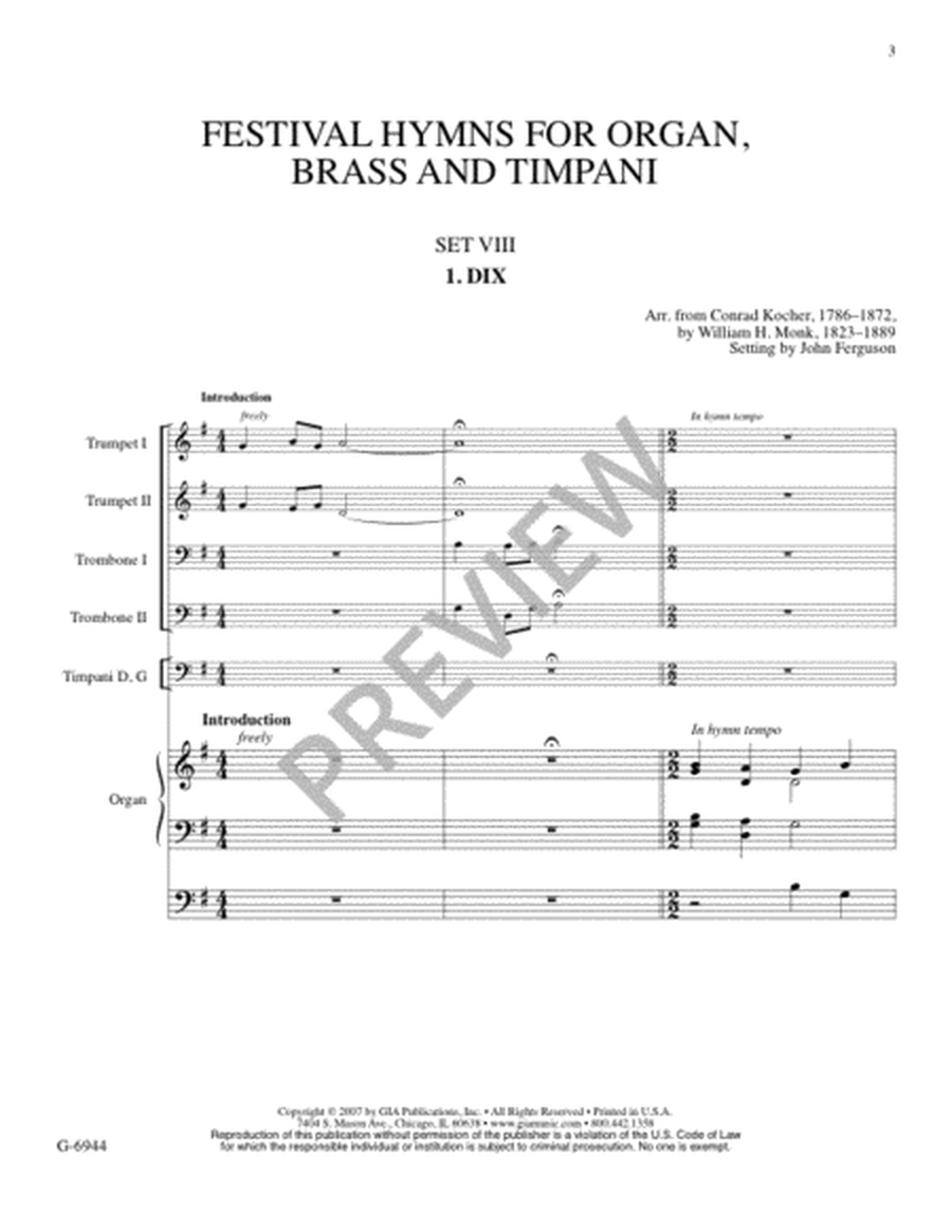 Festival Hymns for Organ, Brass and Timpani - Volume 8, General