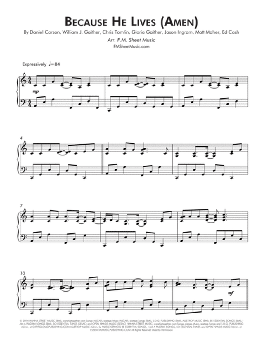 Because He Lives, Amen (Late Intermediate Piano) image number null