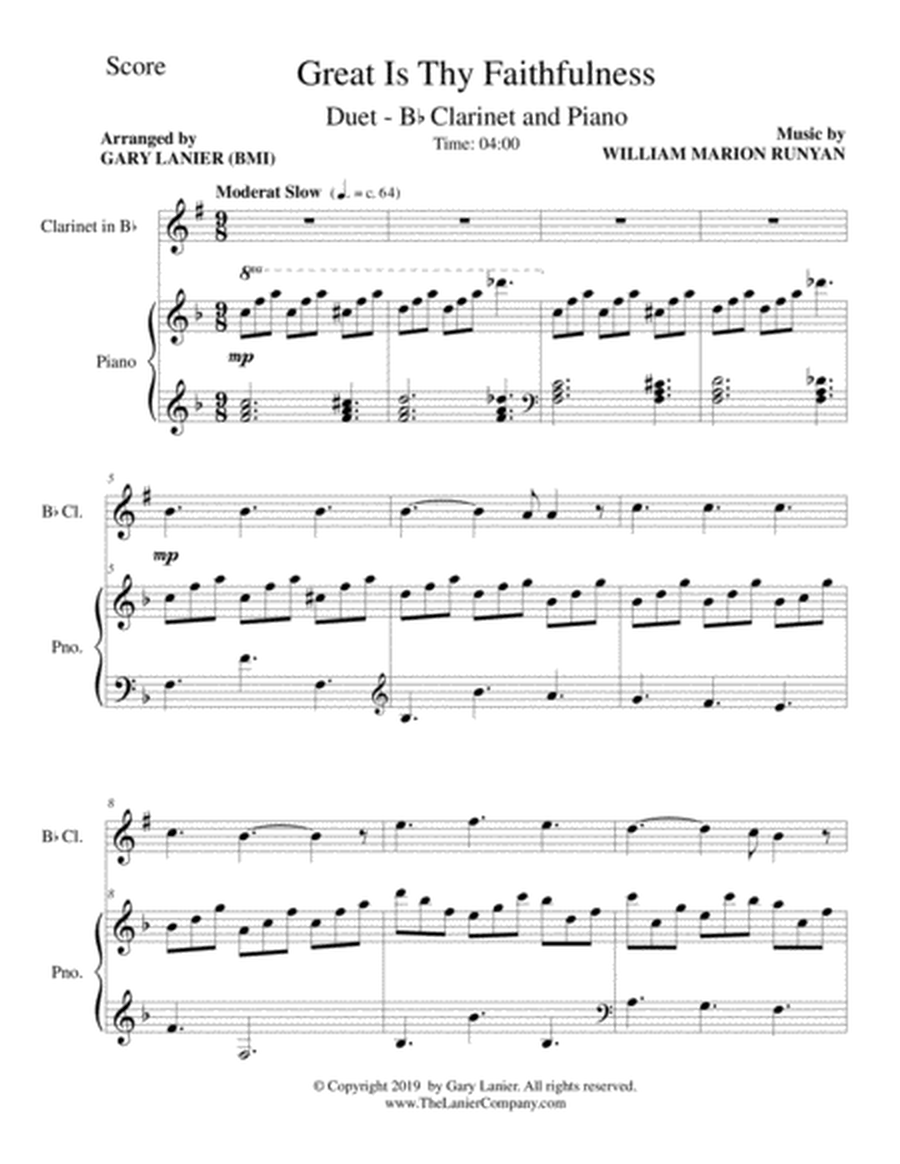 Great Is Thy Faithfulness (for Bb Clarinet and Piano with Score/Part) image number null