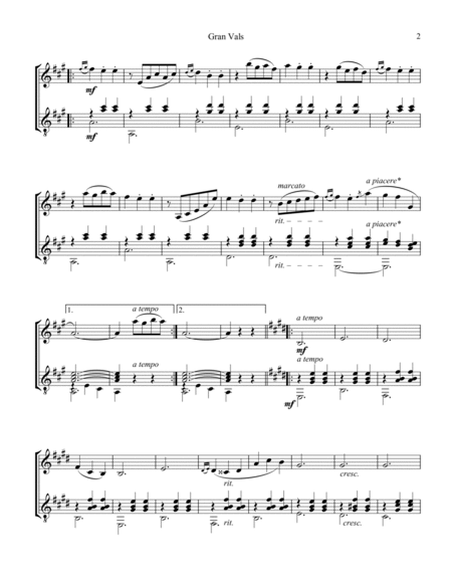 Gran Vals / Gand Waltz for violin (flute) and guitar (D major) image number null