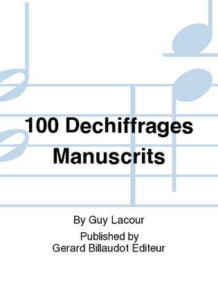 Book cover for 100 Dechiffrages Manuscrits