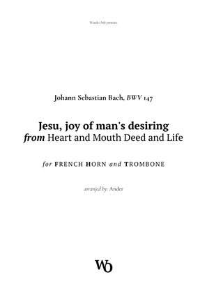 Book cover for Jesu, joy of man's desiring by Bach for French Horn and Trombone