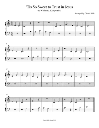 Tis So Sweet to Trust in Jesus (Beginner Piano Solo)