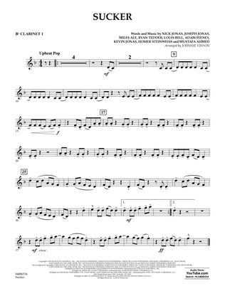 Book cover for Sucker (arr. Johnnie Vinson) - Bb Clarinet 1