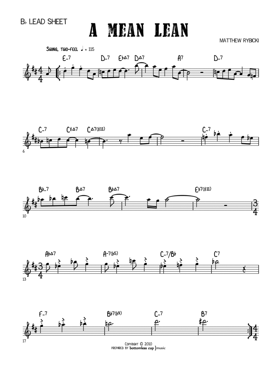 A Mean Lean (Bb Lead Sheet) image number null