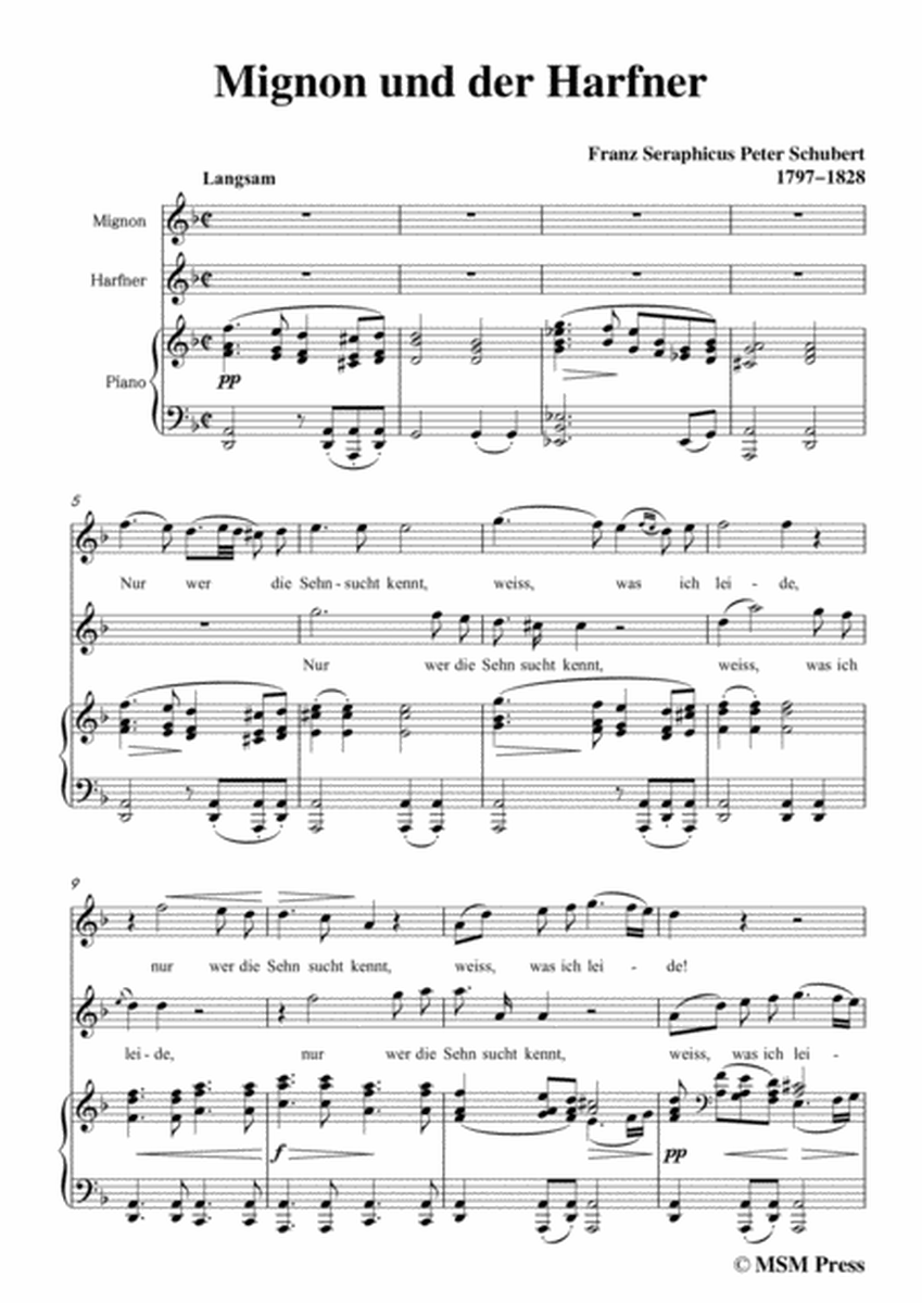 Schubert-Mignon und der Harfner (duet),in d minor,for Voice&Piano image number null
