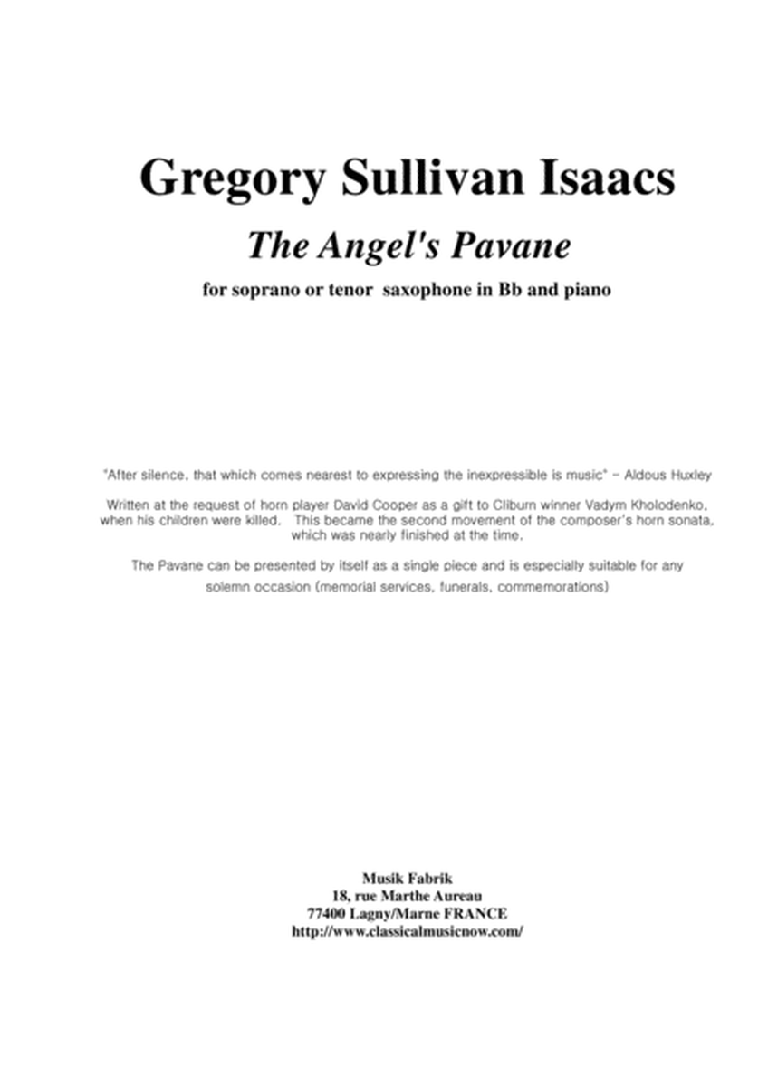 Gregory Sullivan Isaacs: The Angel's Pavanne for Bb soprano or tenor saxophone and piano