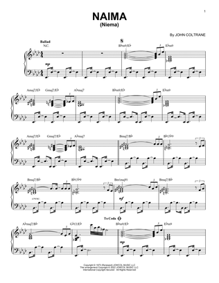 Book cover for Naima (Niema) [Jazz version] (arr. Brent Edstrom)